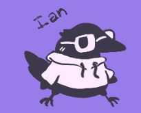 Ian drawn as a crow in a hoodie